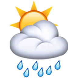 White Sun Behind Cloud With Rain Emoji for Facebook, Email & SMS | ID