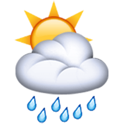 White Sun Behind Cloud With Rain Emoji