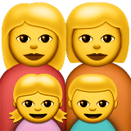 Family (woman,woman,girl,boy) Emoji