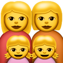 Family (woman,woman,girl,girl) Emoji