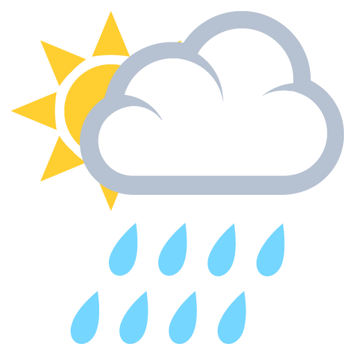 White Sun Behind Cloud With Rain Emoji