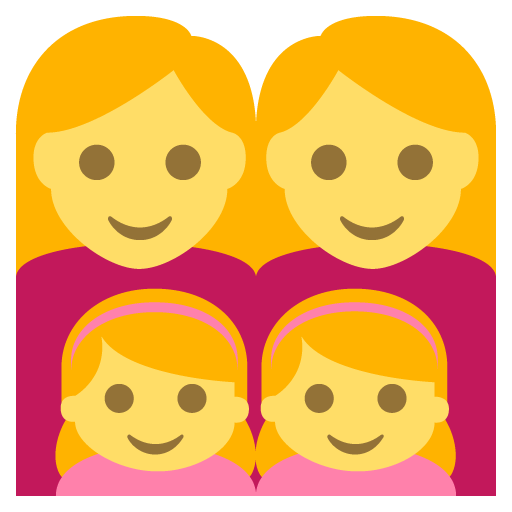 Family (woman,woman,girl,girl) Emoji